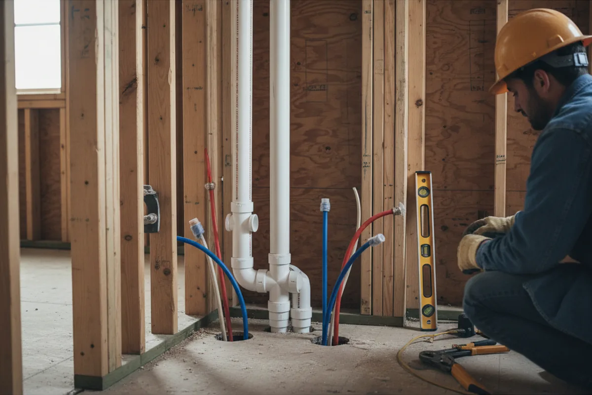 Drain and supply rough-in during Sump Pump Repair in Climax