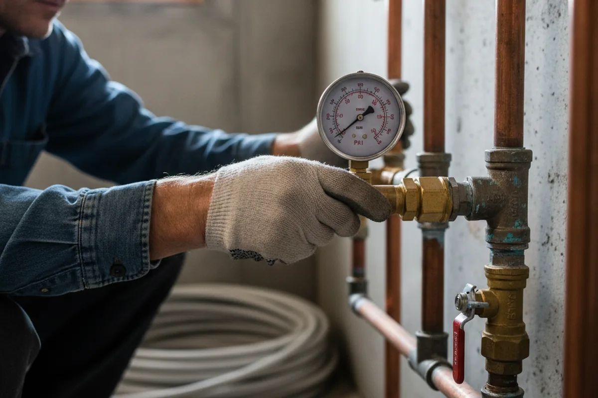 Pressure testing a repaired line during Water Line Repair in Climax